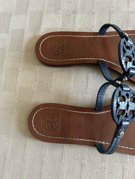 Tory Burch Mini Miller Flat Thong Sandals in Snakeskin Dark Navy main image 7